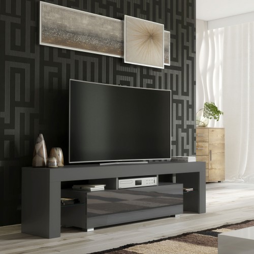 Modern Grey TV Unit with Gloss Door – 160cm Cabinet
